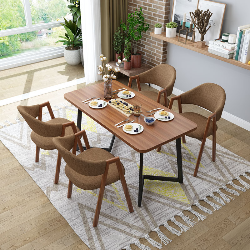 Negotiation table and chair combination meeting guests business reception coffee shop milk tea shop leisure rectangular table small apartment dining table