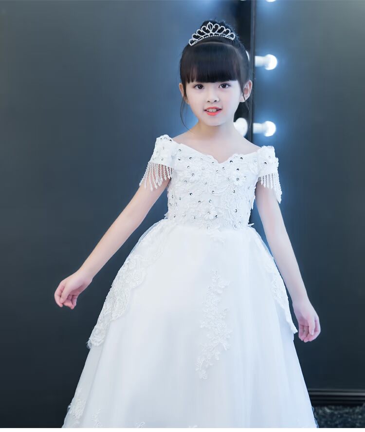 Váy cưới trẻ em một vai mịn màng cô gái nhỏ sinh nhật váy công chúa váy hoa cô gái piano mùa đông đồ bộ bé trai