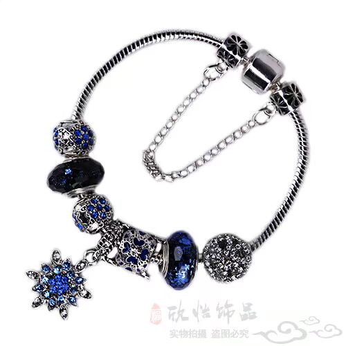 Mới tự làm Pandura phong cách ban đầu hoàn thành vòng đeo tay Vòng tay màu xanh sâu gửi quà tặng bạn gái - Vòng đeo tay Clasp vòng phong thủy