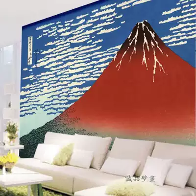 浮世绘凯风快晴壁纸红色富士山墙纸壁布日式和风富岳三十六景背景