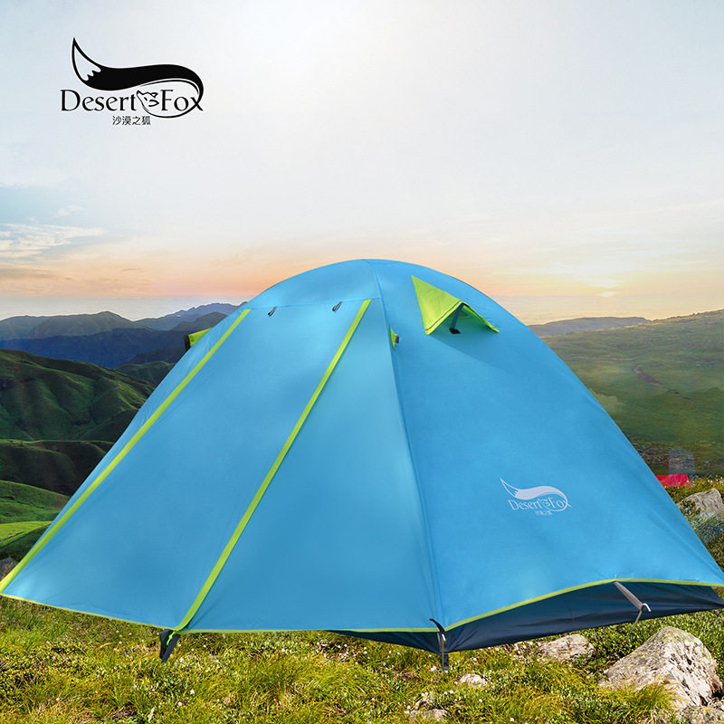 Desert Fox 3 Persons Double Layer Aluminum Rod Tent Anti-Rainstorm Camping Camping Field Family Tent