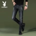 Playboy Light Color Tide Jeans Jeans Quần nam mùa thu Quần thẳng Nam Quần dài kinh doanh Quần thun nam - Quần jean