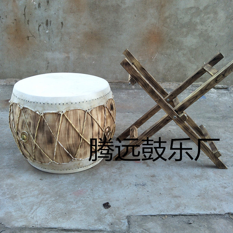 Original cowhide old drum leather rope drum Yunnan minority drum Wa fur drum