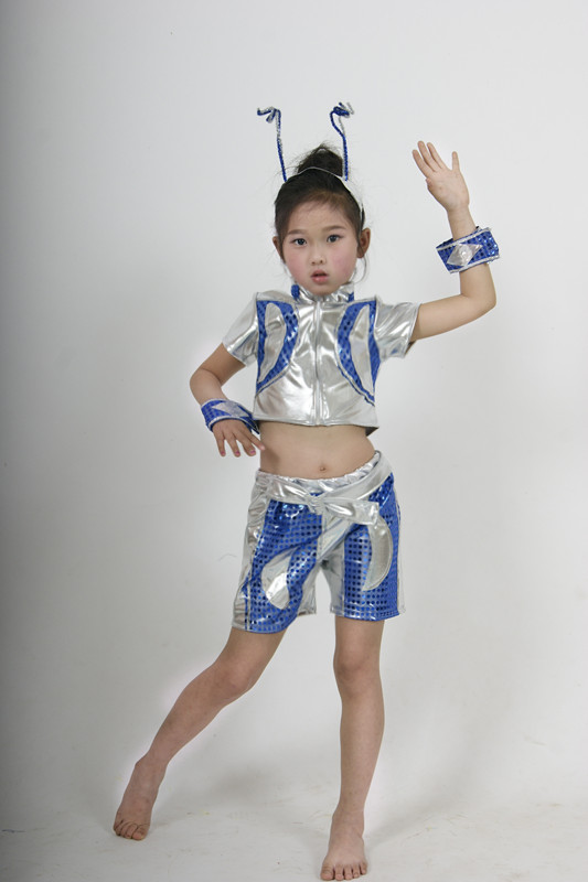 Ngày của trẻ em Khiêu vũ đường phố Jazz Dance Robot Trẻ em Trang phục Quần áo màu xanh lá cây Little Lotus Phong cách hạnh phúc Tưởng tượng đồ tết cho bé trai