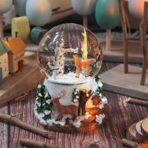 Elk music box automatic snow crystal ball night light music box Bluetooth send girls boys and children birthday gifts