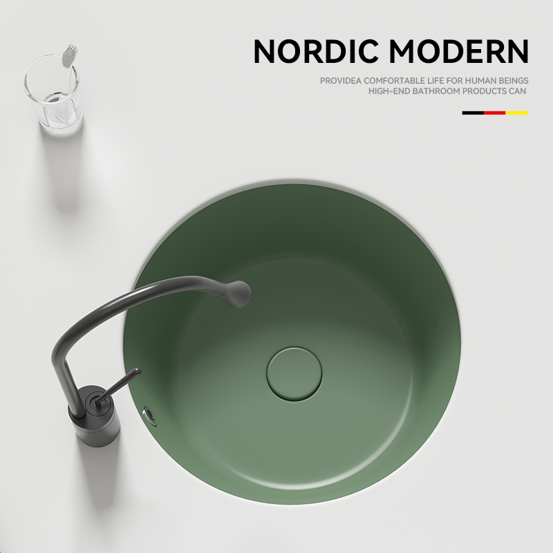 Round Built-In Under-Counter Washbasin, Face Wash Basin, Bar Counter Fruit Washing Basin, Dark Night Green Wash Basin, Household Basin