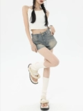 Ретро джинсовые шорты, летние штаны, универсальная поясная сумка, в американском стиле, высокая талия, А-силуэт