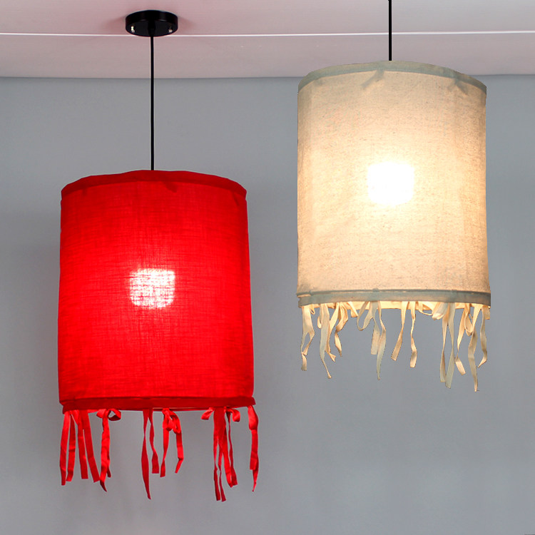 Fabric chandelier detachable washable dining room single head big red beige brown cultural tea ceremony Hotel club decoration