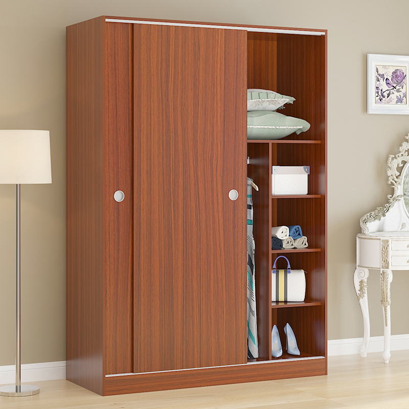 Simple Wood Wardrobe Sliding Doors Custom Wood Whole Assembly