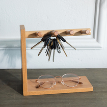  Solid wood home key hanging into the door entrance storage rack desktop storage rack household simple creative jewelry hook