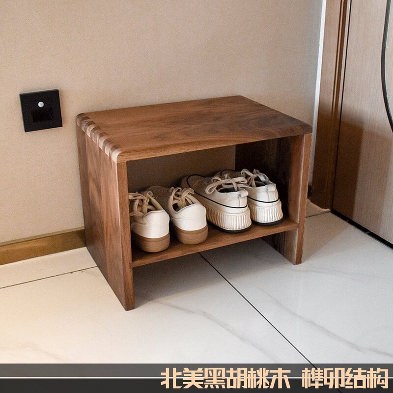 Solid wood changing shoes stool for home doorway Shoes Stool Narrow into the family Xuanguan small wooden stool Easy stool Customized black walnut wood