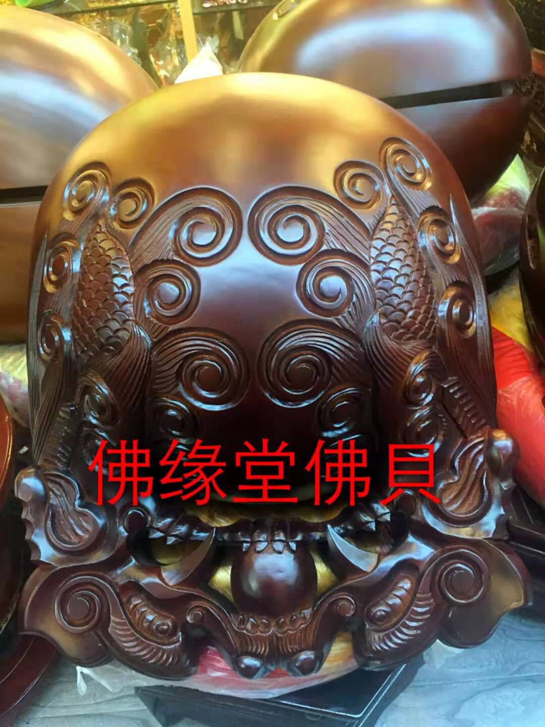 (Buddhist Buddhist) Buddhist Supplies Wood Fish 12 inch -24 inch Grass Flowers Pear Wood Dragon Sculpture Red Wood Buddha Hall Pendulum