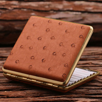 High-end leather 20-pack cigarette box creative retro metal cigarette box cigarette box anti-pressure portable copper cigarette box ultra-thin box