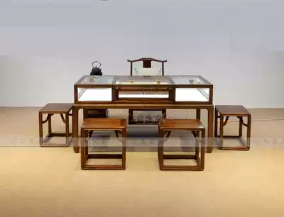 New Chinese jewelry first jewelry glass counter Elm Wen play Jade display cabinet cashier tea table boutique container