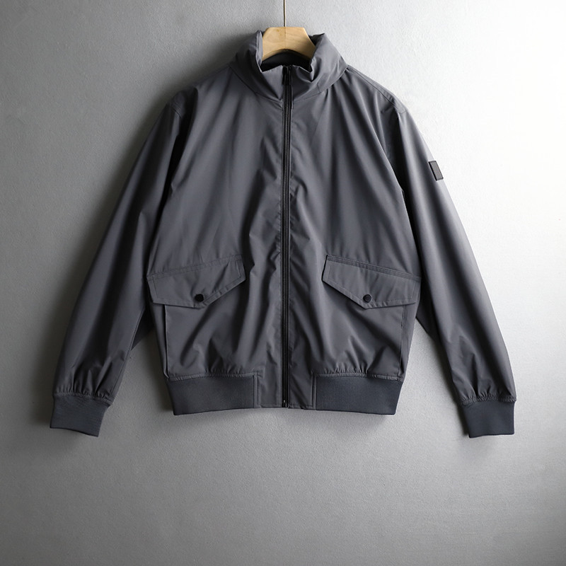 Youhuifai European and American B-Brand Original Goods Simple Luxury Stand-Up Collar Hidden Hood Men's Autumn Style Badge Waterproof Jacket Coat