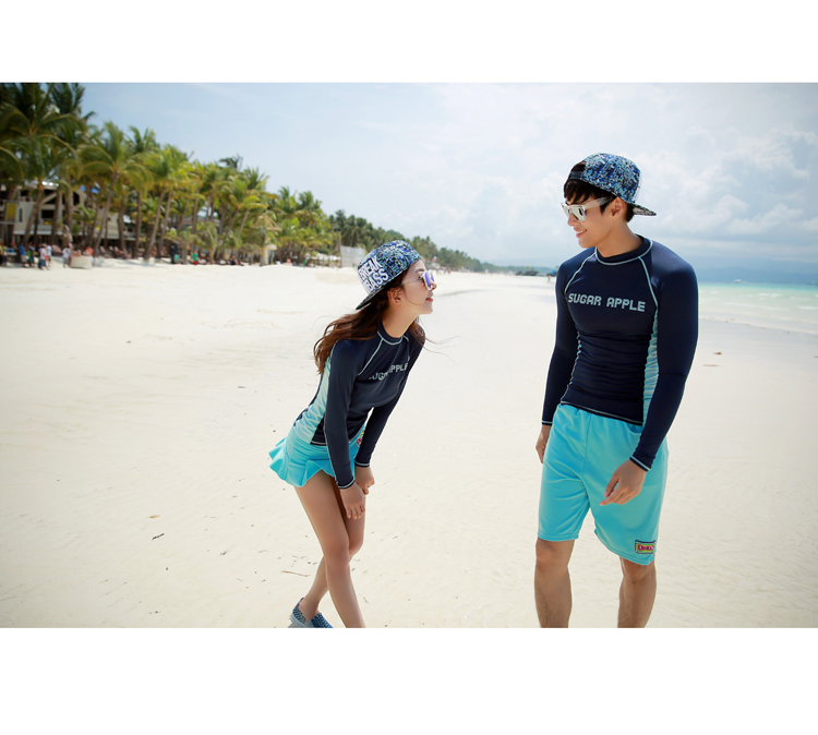 Bộ đồ lặn Hàn Quốc nữ sứa quần áo chống nắng ống thở dài tay áo tắm chia đôi phù hợp với quần áo lướt sóng quần áo bơi nam 	đồ đôi maxi đi biển