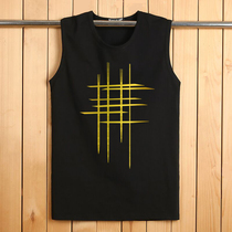 Day special vest men sleeveless T-shirt cotton loose men sports fitness training Waistle neck neck base shirt