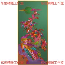 Design drawing of flower and bird peony peacock sun back panel exquisitely carved drawing wjlmt1 Ruyi sofa back panel new style