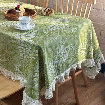French dining tablecloth lace ruffled forest plant leaves tea table round table bed and breakfast coffee fresh picnic camping French dining tablecloth lace ruffled forest plant leaves tea table round table bed and breakfast coffee fresh picnic camping