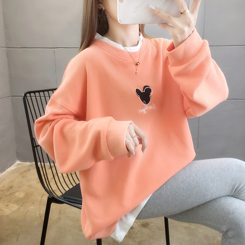 Yangpai Net red maternity wear autumn and winter New Large size sweater women fake two coat coat pregnant women set two sets