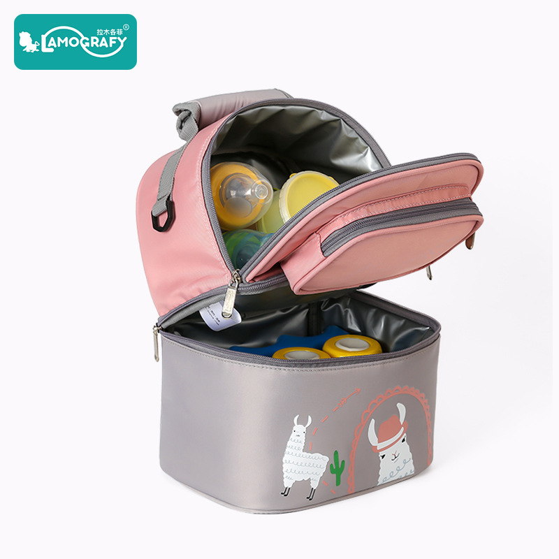 2020 new alpaca cartoon back milk bag breast milk cold storage milk bag bottle insulation for work portable double shoulder bag