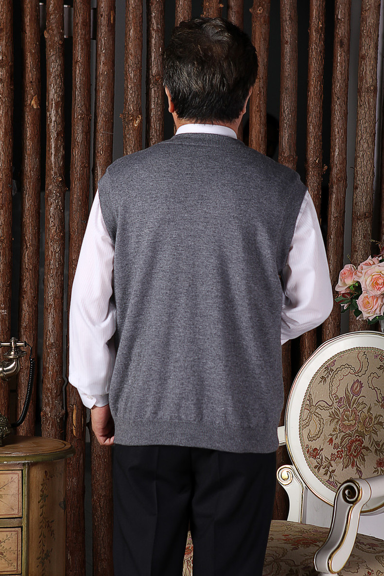 Mùa xuân 2017 thu đông quần áo len trung niên áo len len nam cha tải vest len ​​đan vest vest nam cỡ lớn áo len hàn quốc