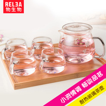 Biological heat-resistant glass teapot set household filter tea set office bream tea with hand handle big floating pot
