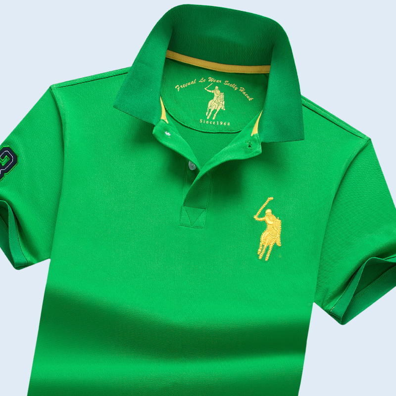 2026 New Short-Sleeved T-Shirt Men's Green Top Youth Casual Large Size Half-Sleeved Lapel Paul Polo Shirt