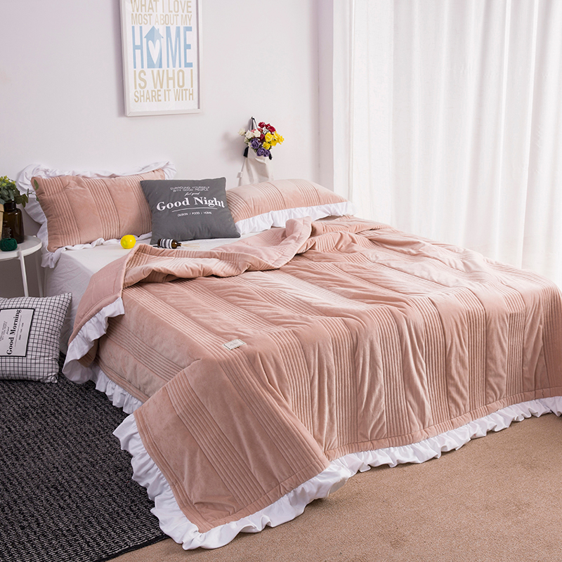 Hàn Quốc ba mảnh giường bìa sợi tinh thể ngắn cashmere flannel phía Philippine chăn bông kép mát vào mùa hè Bắc Âu - Trải giường bộ ga giường