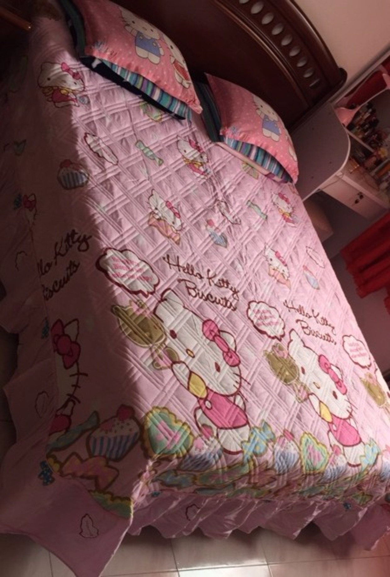 Bộ đồ giường Hàn Quốc ba mảnh hoạt hình Hello Kitty catty mèo con học sinh công chúa gió bông bông bốn mảnh drap giuong