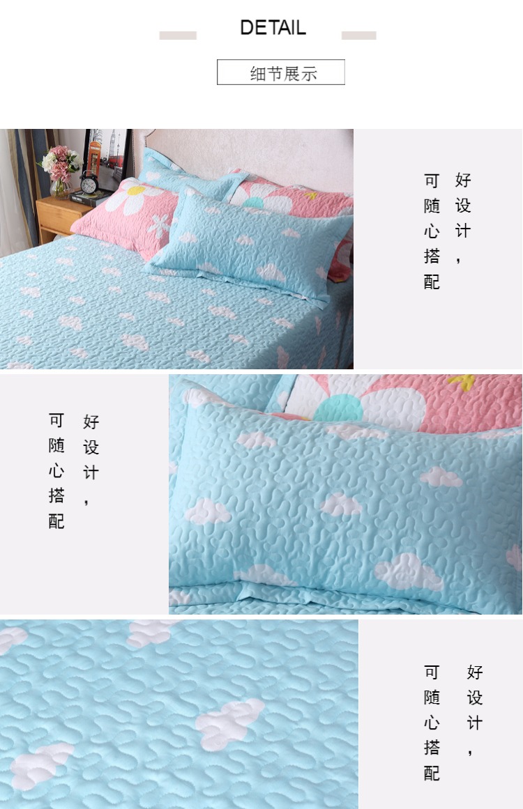 Khăn trải giường Hàn Quốc ba mảnh duy nhất vườn bông tươi và đơn giản Châu Âu trải giường bông trải giường dày ga trải giường thắng lợi