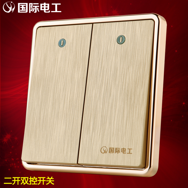 International Electrotechnical Two-Open Double-Cut Switch Two-Position Double-Open Two-Open 86 Household Champagne Gold Panel Switch Socket
