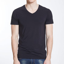Kasenlan mens new short-sleeved modal solid color V-neck T-shirt worn outside and inside with a base sports top half-sleeve men