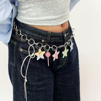 Childlike and cute y2k hot girl pants chain yabi star puppy element skirt chain sweet and cool design bag chain