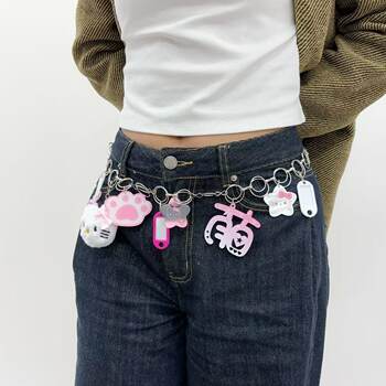 Pink plush kt pendant cat claw trouser chain extremely complex bag jewelry alloy cartoon cat small pendant waist chain necklace
