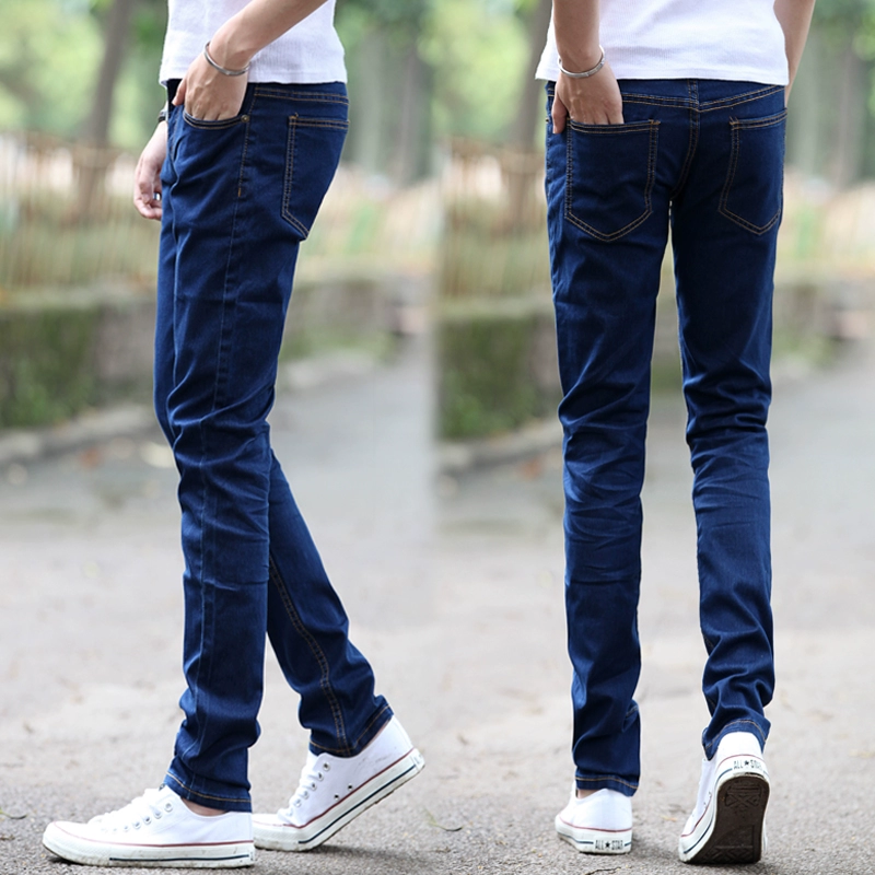 Mùa hè nam chân denim quần mỏng mỏng kéo dài quần dài sinh viên bình thường nam giới mặc - Quần jean