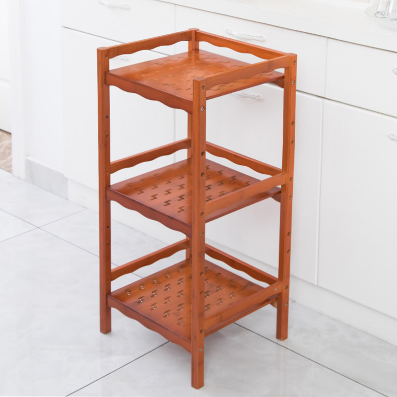 (Clapboard adjustable) Bamboo multi-function layer rack tea cup rack tea rack rack mahjong table corner rack storage