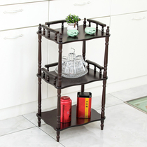 Antique Shelf Eu Style Teacup Shelf Tea Rack Kitchen Debris Shelf Chinese Phone Rack Side Rack Red Wood Color Flower Shelf