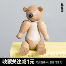 Wood Small Bear Emulation Animal Children Toys Nordic Ins Swing-like Accessories House Ornament Creativity Net Red gift