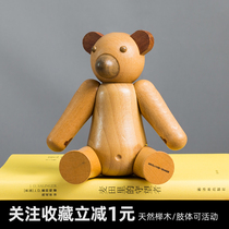 Wood Small Bear Children Wood Toy Energy Active Cartoon Emulation Animal Nordic Home Pendulum ornaments Net Red Gift