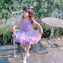 Girl Baby Xia Lian Clothing Tutu Skirt Princess Fluffy Yarn Cake Skirt Gown Birthday Dress Vest Dress