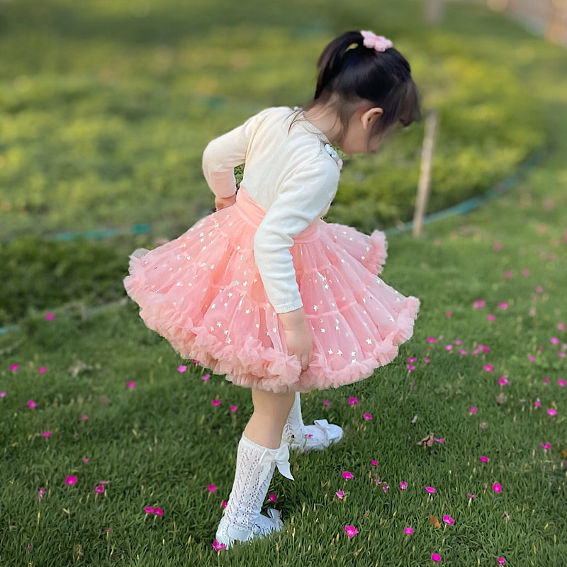 Girls TUTU skirt children's star skirt baby cake skirt mesh princess yarn skirt cute tutu skirt birthday