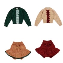2021 Spring and Autumn Childrens lace Cardigan Baby Sweater Short Skirt Set Western Knitting Womens Spring Jacket