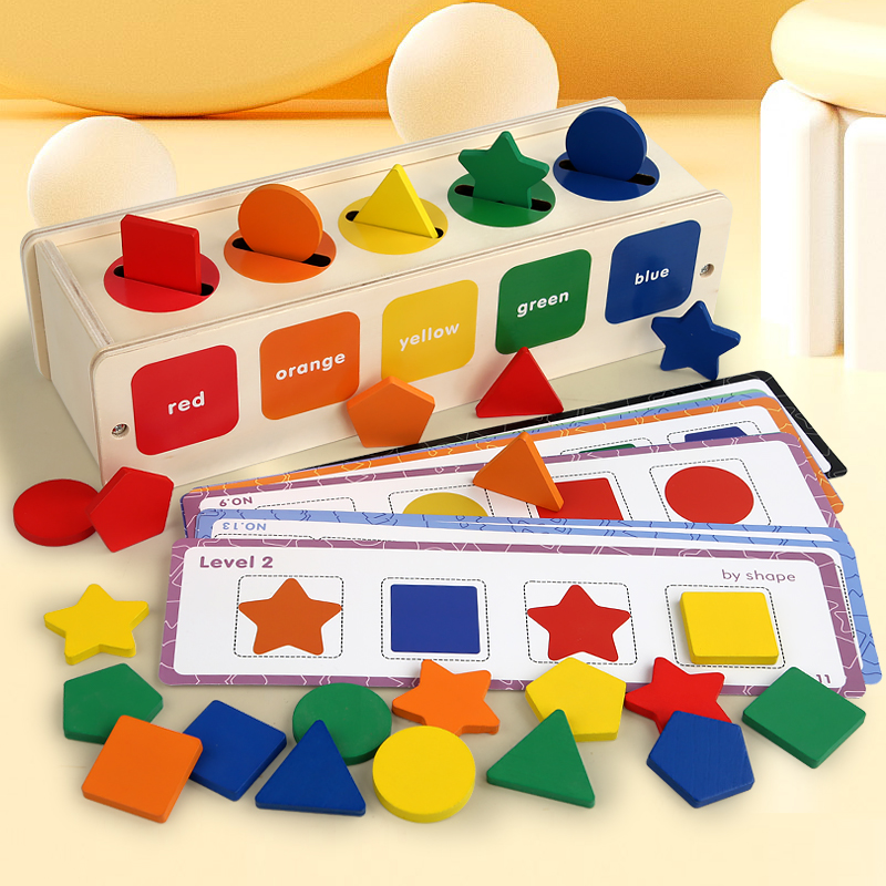 Mon Teaching Aids Baby Geometric Shapes Classification Box Cognition Pairing Color Recognition Early Teaching Puzzle Kindergarten Toys-Taobao
