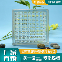 Crystal parallel grain glass brick Transparent square living room bathroom partition wall hollow brick creative light transmittance impermeable people