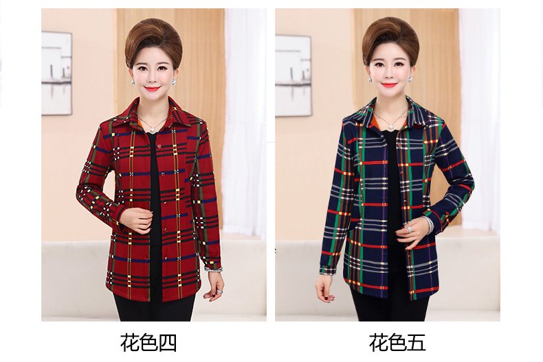 Ưu đãi đặc biệt cho phụ nữ trung niên và người già mới mùa xuân dài tay áo dài Han Fan 50 tuổi trung niên 30-40 cộng với áo sơ mi nhung tuổi áo sơ mi nữ dài tay kiểu