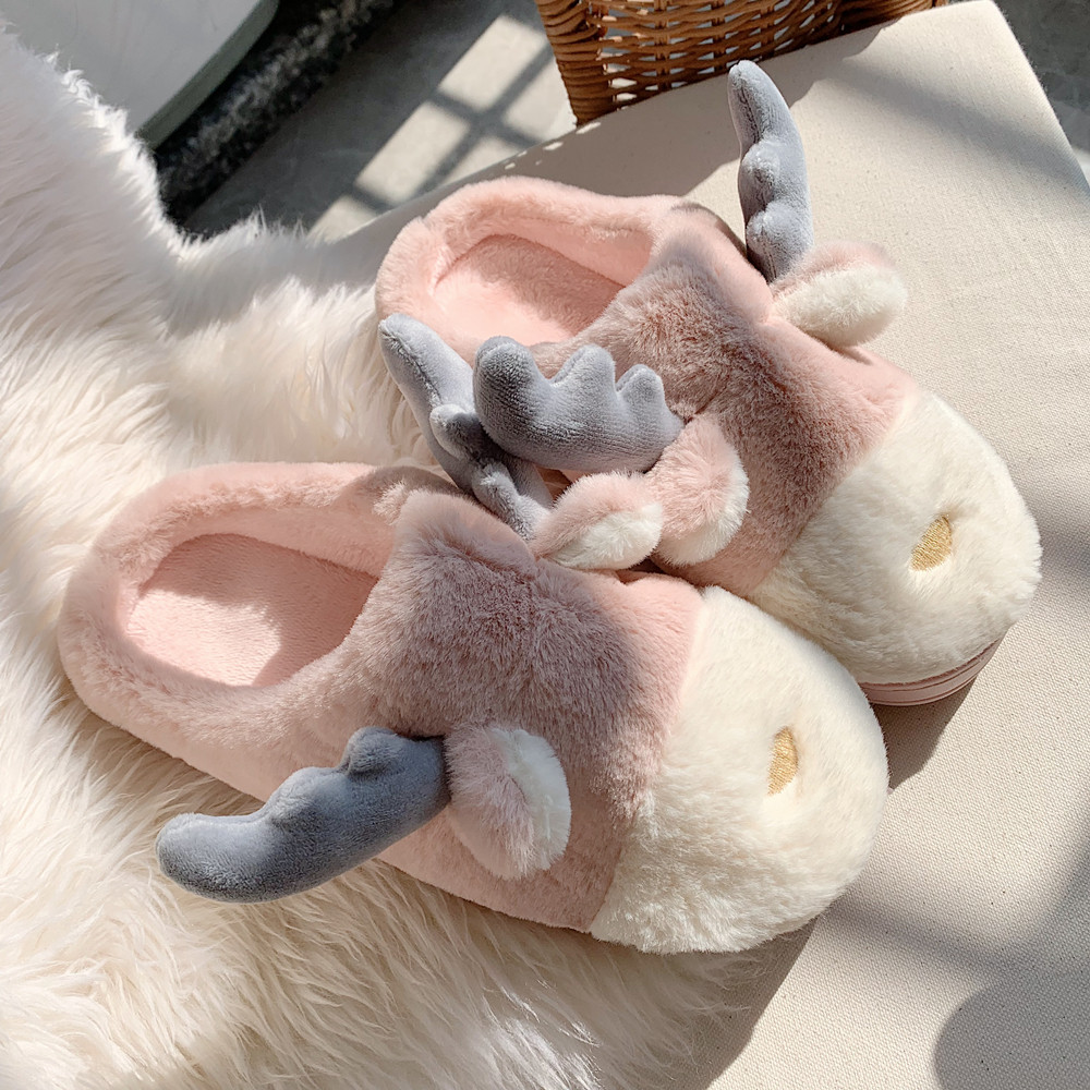 Fine Rules Cotton slippers female winter cute cartoon warm plush slippers moon household indoor dorm in