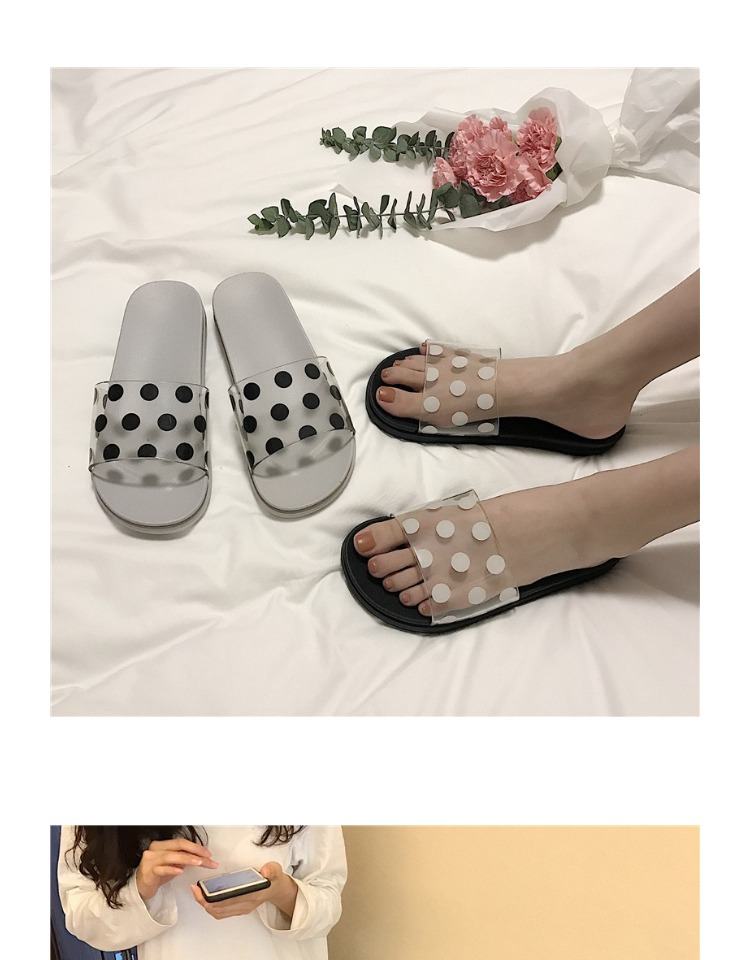 Phiên bản Hàn Quốc của ulzzang dép trong suốt mùa hè nữ mặc phẳng giản dị học sinh sang trọng dễ thương giày dép
