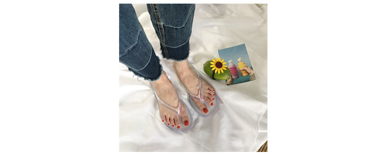 Hàn quốc ulzzang dép trong suốt nữ sinh viên mùa hè hoang dã đáy phẳng clip toe mỏng ban nhạc flip flops pha lê dép