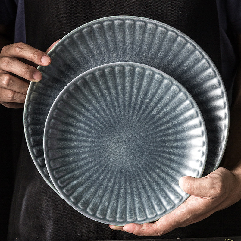 Nordic Wind Home Ceramics Retro Western Dining Cutlery Bowls Disc Creative Salapan Dinner Plate Relief Mark Cup Bowls Sauces